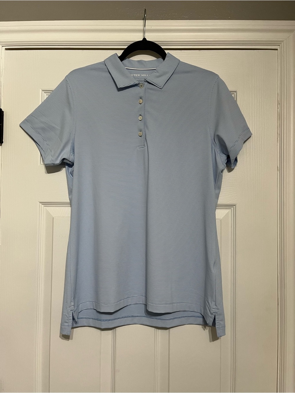 Peter Millar x L.A. Country Club Light Blue Striped Golf Polo Size Large